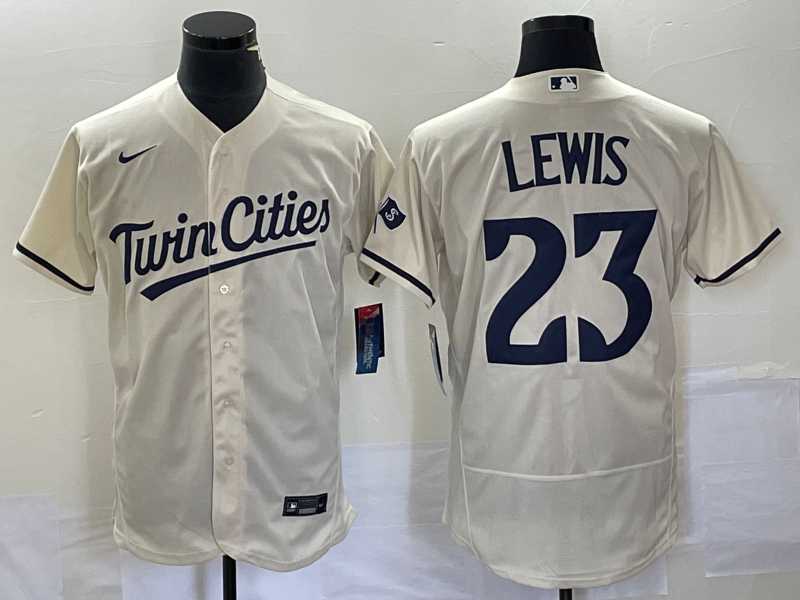 Mens Minnesota Twins #23 Royce Lewis Cream Flex Base Stitched Baseball Jersey